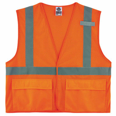 Ergodyne GloWear 8220HL Mesh Hi-Vis Safety Vest - Type R, Class 2, Hook & Loop, Standard - Orange
