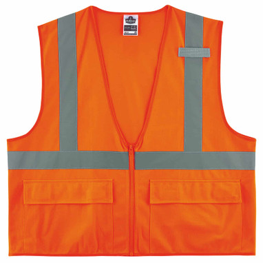 Ergodyne GloWear 8225Z Solid Hi-Vis Safety Vest - Type R, Class 2, Standard, Zipper - Orange