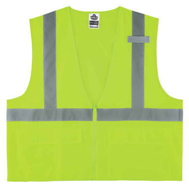 Ergodyne GloWear 8225Z Solid Hi-Vis Safety Vest - Type R, Class 2, Standard, Zipper - Lime