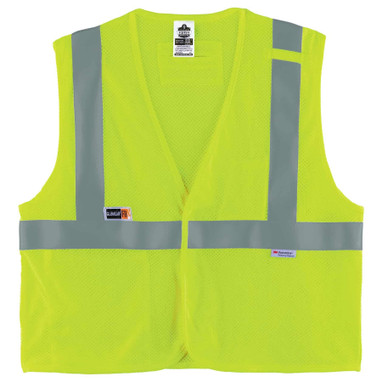 Ergodyne GloWear 8260FRHL Hi-Vis FR Safety Vest - Class 2, NFPA 70E, Mesh, Hook + Loop - Lime