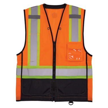 Ergodyne GloWear 8251HDZ-BK Two-Tone Hi-Vis Safety Vest - Type R, Class 2, Zipper, Black Bottom - Orange