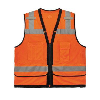 Ergodyne Glowear 8253HDZ Heavy-Duty Mesh Surveyors Vest - Type R, Class 2, Zipper - Orange