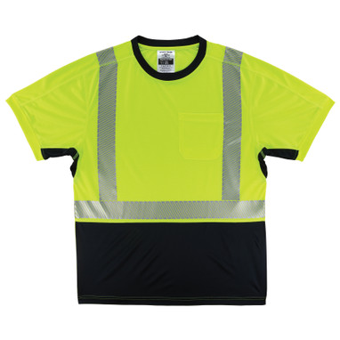 Ergodyne GloWear 8283BK Lightweight Performance Hi-Vis T-Shirt - Type R, Class 2, Black Bottom - Lime
