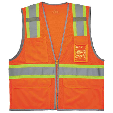 Ergodyne GloWear 8246Z Two-Tone Mesh Hi-Vis Safety Vest - Type R, Class 2, Zipper, Reflective Binding - Orange