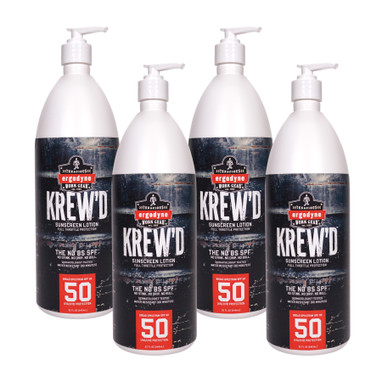 Ergodyne KREW'D 6355 SPF 50 Sunscreen Lotion - 32oz - 4-pack