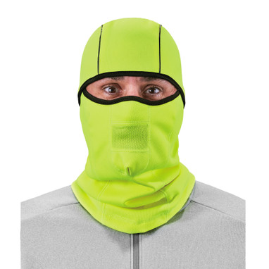 Ergodyne N-Ferno 6823 Balaclava Face Mask - Wind-Proof, Hinged Design - Lime