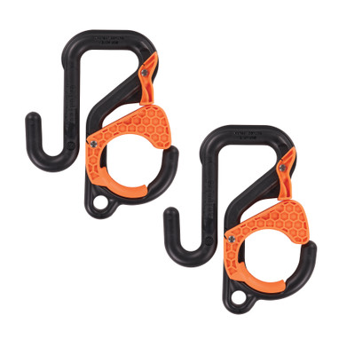 Ergodyne Squids 3178 Locking Aerial Bucket Hook with Tethering Point - Black and Orange - 2in (5.1cm) - 2-pack