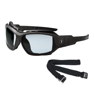 Ergodyne Skullerz LOKI Anti-Fog Convertible Safety Spoggles with Strap - In/Outdoor Lens - Black Frame