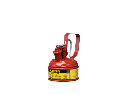 Justrite Type I Safety Can W/Trigger-Handle For Flammables - S/S Flame Arrester - 1 Pint - S/C Lid - Steel - Red - 10001