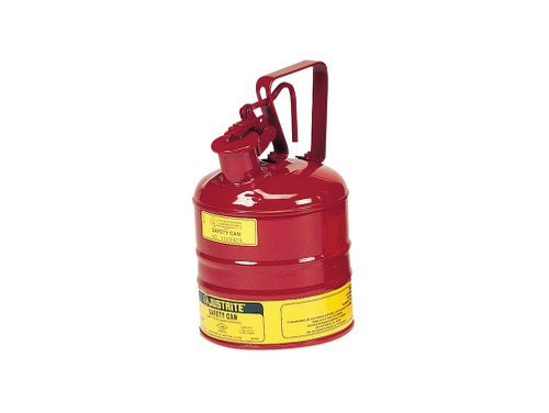 Justrite Type I Safety Can W/Trigger-Handle For Flammables - S/S Flame Arrester - 1 Gal. - S/C Lid - Steel - Red - 10301