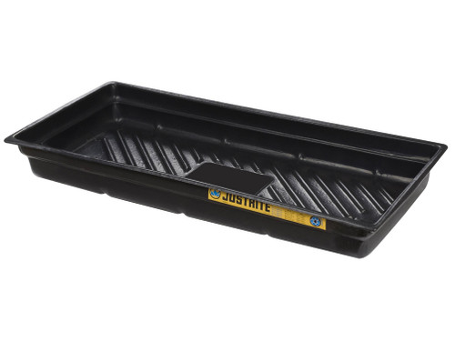 Justrite Ecopolyblend Spill Tray - Dims 38"W X 26"D X 5-1/2"H - Indoor Or Outdoor Use - Rigid Poly - Black - 28716