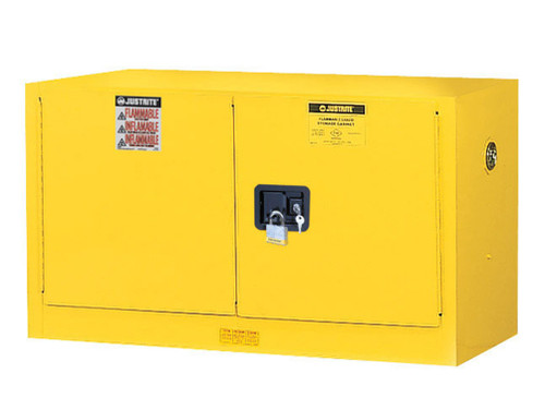 Justrite Sure-Grip Ex Piggyback Flammable Safety Cabinet - Cap. 17 Gallons - 1 Shelf - 2 M/C Doors - Yellow - 891700