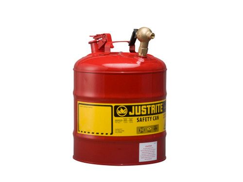 Justrite Type I Dispensing Safety Can - 5 Gallon - Top 08540 Brass Faucet - S/S Flame Arrester - Steel - Red - 7150147