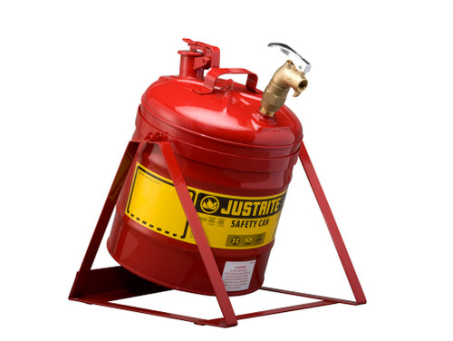 Justrite Type I Tilt Safety Can With Stand - 5 Gallon - Top 08902 Faucet - S/S Flame Arrester - Steel - Red - 7150156