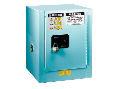 Justrite Chemcor Countertop Corrosives/Acids Safety Cabinet - Cap. 4 Gallons. - 1 Shelf - 1 S/C Door - Blue - 8904222