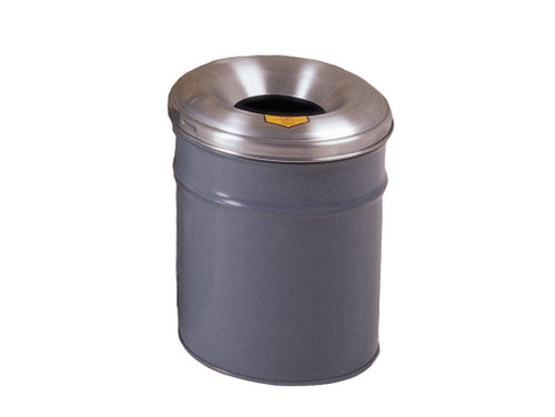 Justrite Cease-Fire Waste Receptacle - Safety Drum Can With Aluminum Head - 4.5 Gallon - Gray - 26604G