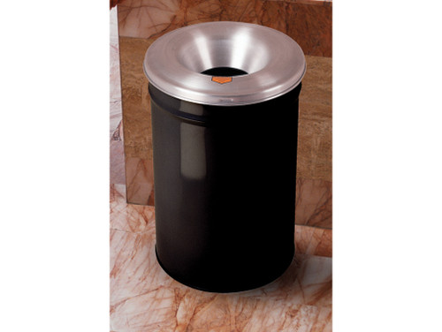 Justrite Cease-Fire Waste Receptacle - Safety Drum Can With Aluminum Head - 4.5 Gallon - Black - 26604K