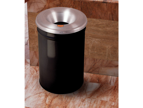 Justrite Cease-Fire Waste Receptacle - Safety Drum Can With Aluminum Head - 12 Gallon - Black - 26612K