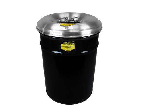 Justrite Cease-Fire Ash And Cigarette Butt Receptacle Drum With Aluminum Head W/Grill Guard - 6 Gal. - Black - 26626K