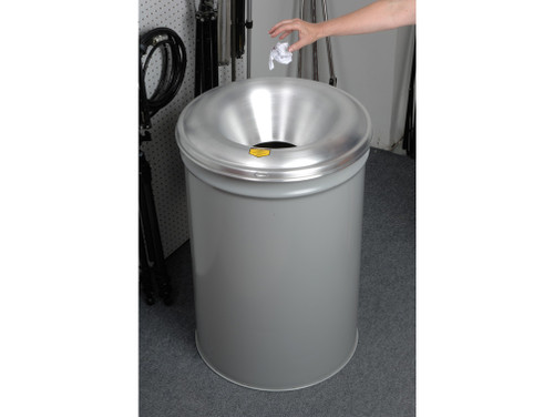 Justrite Cease-Fire Waste Receptacle - Safety Drum Can With Aluminum Head - 55 Gallon - Gray - 26655G
