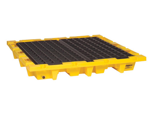 Eagle 4 Drum Nestable Pallet - With Drain - Yellow - 1646