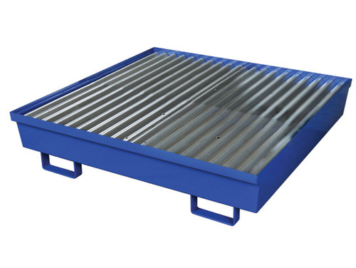 Eagle Metal Spill Pallets - 4 Drum Steel Pallet - Without Drain - Blue - 1640ST