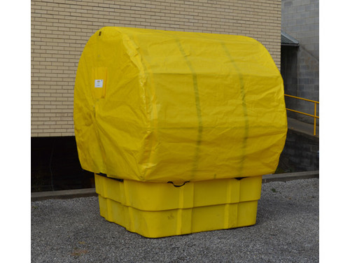 Eagle IBC Containment Unit with Soft Top Cover and Poly Platform - No Drain - Yellow - 1683STC