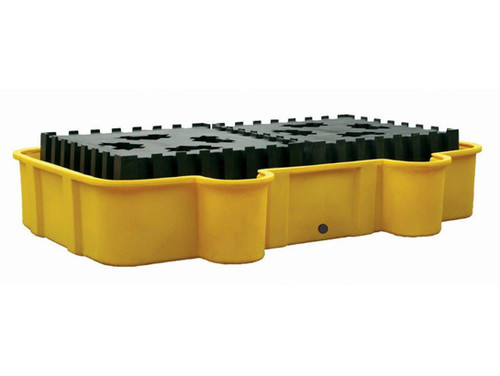 Eagle Double All Poly IBC Containment Unit - With Drain - Yellow - 1684D