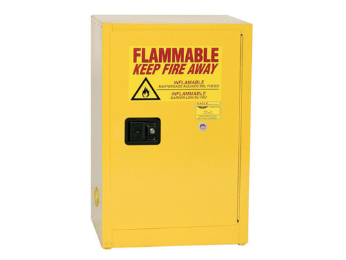 Eagle Space Saver Flammable Liquid Safety Cabinet - 12 Gallon - 1 Shelf - 1 Door - Self Close - Yellow - 1924X