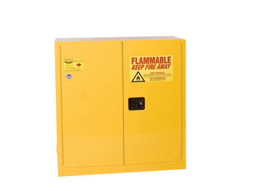 Eagle Flammable Liquid Safety Cabinet - 30 Gallon - 1 Shelf - Sliding Self Close - Yellow - 1930X