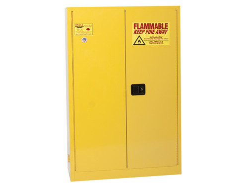 Eagle Flammable Liquid Safety Cabinet - 45 Gallon - 2 Shelves - Sliding Self Close - Yellow - 1945X