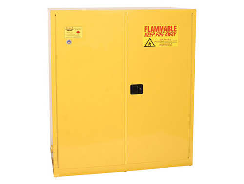 Eagle Two Drum Vertical Safety Cabinet - 110 Gallon - 1 Shelf - 2 Door - Manual Close - Yellow - 1955X