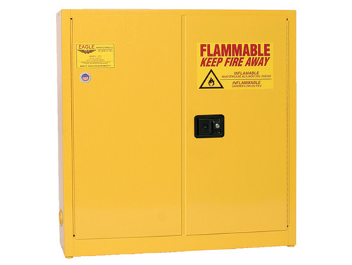 Eagle Wall Mount Flammable Liquid Safety Cabinet - 24 Gallon - 3 Shelves - 2 Door - Manual Close - Yellow - 1976X