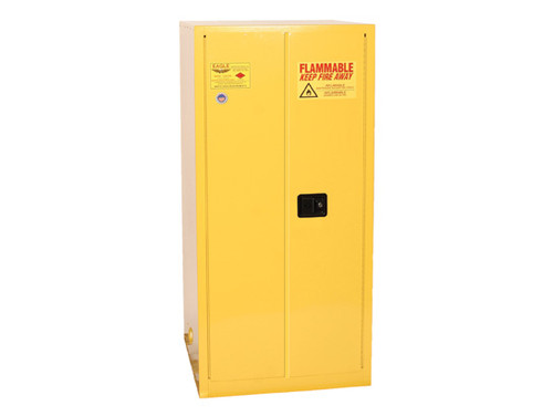 Eagle One Drum Vertical Safety Cabinet - 55 Gallon - 1 Shelf - 2 Door - Self Close - Yellow - 2610X