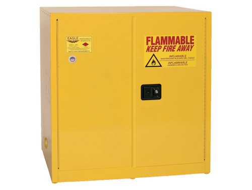 Eagle Work Bench Flammable Liquid Safety Cabinet - 60 Gallon - 1 Shelf - 2 Door - Self Close - Yellow - 6410X