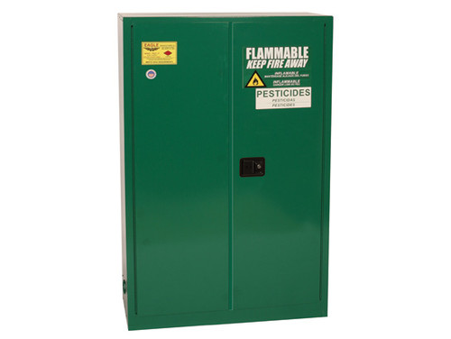 Eagle Pesticide Safety Cabinet - 45 Gallon - 2 Shelves - 2 Door - Self Close - Green - PEST4510X