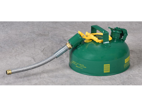 Eagle Type II Steel Safety Can for Combustibles - 1 Gallon - 7/8" Metal Hose - Green - U211SG