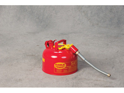 Eagle Type II Steel Safety Can for Flammables - 2.5 Gallon - 7/8" Metal Hose - Red - U226S