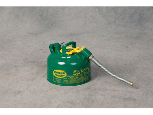 Eagle Type II Steel Safety Can for Combustibles - 2.5 Gallon - 7/8" Metal Hose - Green - U226SG