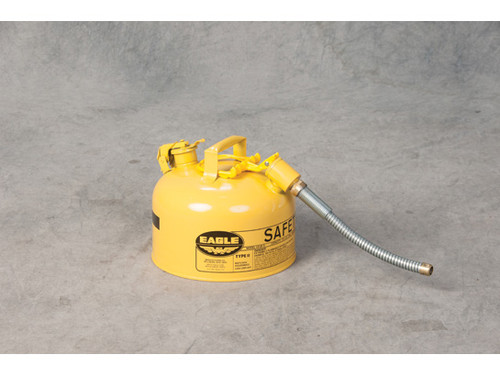 Eagle Type II Steel Safety Can for Diesel - 2.5 Gallon - 7/8" Metal Hose - Yellow - U226SY