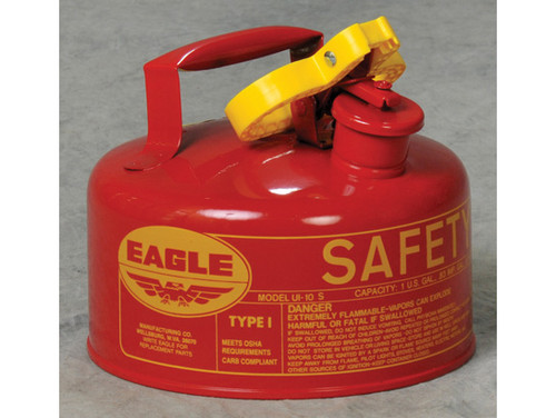 Eagle Type I Steel Safety Can for Flammables - 1 Gallon - Flame Arrester - Red - UI10S