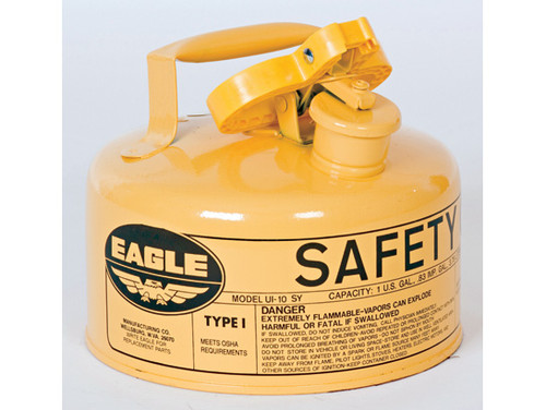 Eagle Type I Steel Safety Can for Diesel - 1 Gallon - Flame Arrester - Yellow - UI10SY