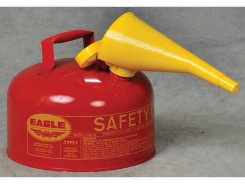 Eagle Type I Steel Safety Can for Flammables - 2 Gallon - with Funnel - Flame Arrester - Red - UI20FS