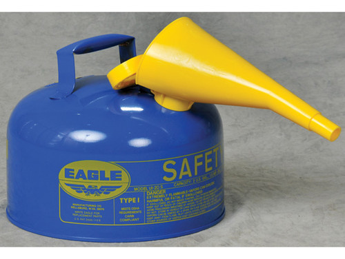 Eagle Type I Steel Safety Can for Kerosene - 2 Gallon -  w/Funnel - Flame Arrester - Blue - UI20FSB