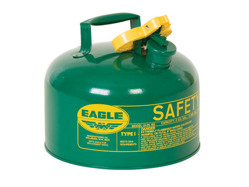 Eagle Type I Steel Safety Can for Combustibles - 2.5 Gallon - Flame Arrester - Green - UI25SG