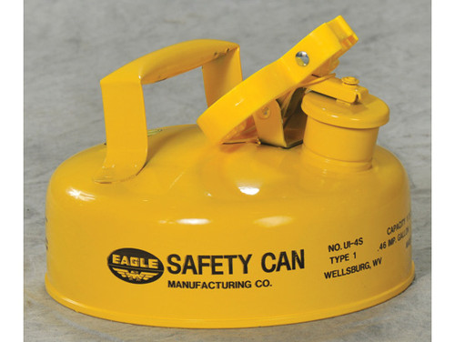 Eagle Type I Steel Safety Can for Diesel - 2 Quart - Flame Arrester - Yellow - UI4SY