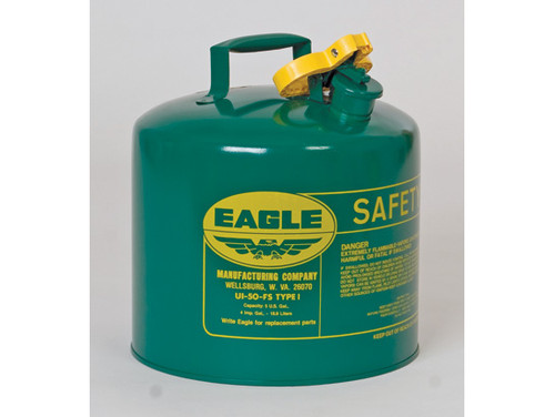 Eagle Type I Steel Safety Can for Combustibles - 5 Gallon - Flame Arrester - Green - UI50SG