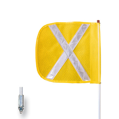 Warning Whip - General Purpose - 6' - Non-Lighted - 12" Yellow Flag - White X - Hex Base - FS6X-Y