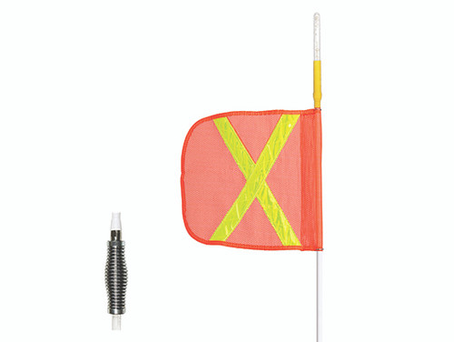 Warning Whip - Heavy Duty - Super Whip - 6' - Lighted - 12" Orange Flag - Yellow X - Solid White 12 LED - SW6W