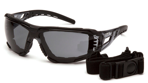 Pyramex Fyxate Black Frame Gray H2Max Anti-Fog Lens With Foam Padding Safety Eyewear